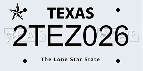 2TEZ026 Texas License Plate