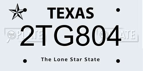 2TG804 Texas License Plate