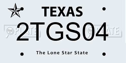 2TGS04 Texas License Plate