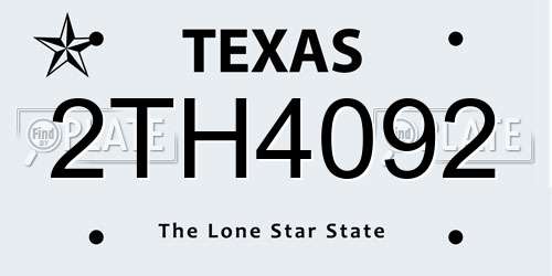 2TH4092 Texas License Plate