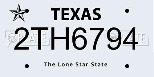 2TH6794 Texas License Plate