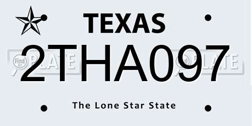 2THA097 Texas License Plate
