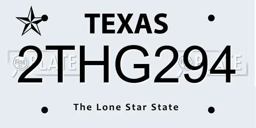 2THG294 Texas License Plate