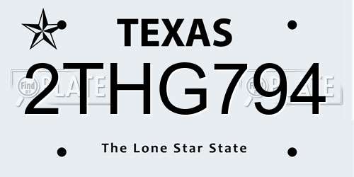 2THG794 Texas License Plate
