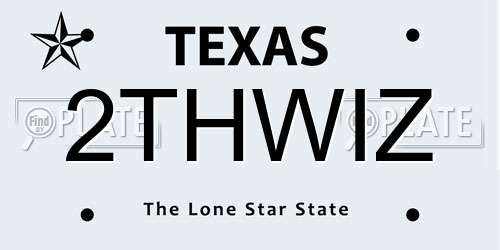 2THWIZ Texas License Plate