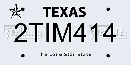 2TIM414 Texas License Plate