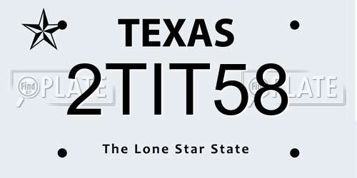 2TIT58 Texas License Plate