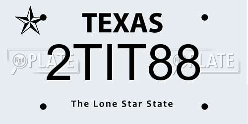 2TIT88 Texas License Plate