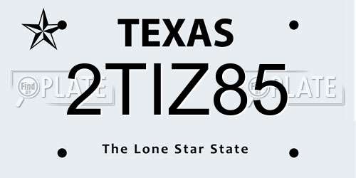 2TIZ85 Texas License Plate