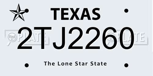 2TJ2260 Texas License Plate