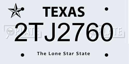 2TJ2760 Texas License Plate