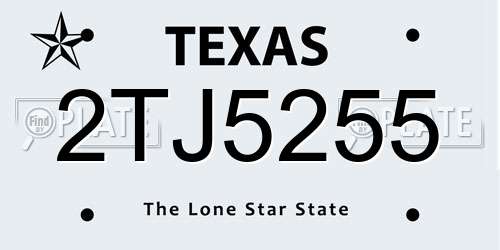 2TJ5255 Texas License Plate