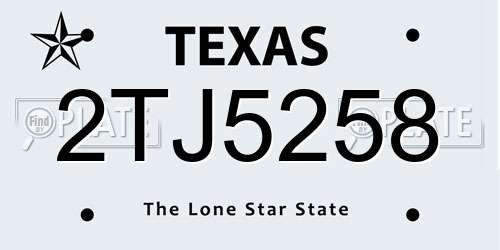 2TJ5258 Texas License Plate