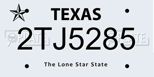 2TJ5285 Texas License Plate