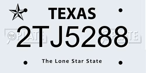 2TJ5288 Texas License Plate