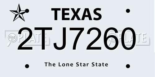 2TJ7260 Texas License Plate