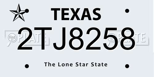 2TJ8258 Texas License Plate