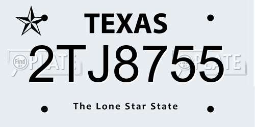 2TJ8755 Texas License Plate