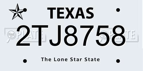2TJ8758 Texas License Plate