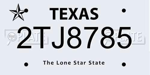 2TJ8785 Texas License Plate
