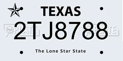 2TJ8788 Texas License Plate