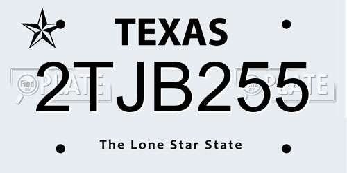 2TJB255 Texas License Plate