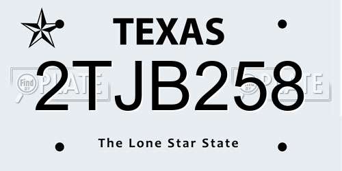 2TJB258 Texas License Plate