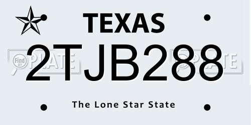 2TJB288 Texas License Plate