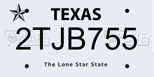 2TJB755 Texas License Plate