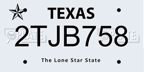 2TJB758 Texas License Plate