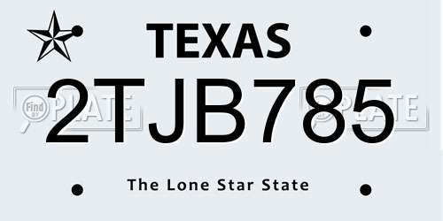 2TJB785 Texas License Plate