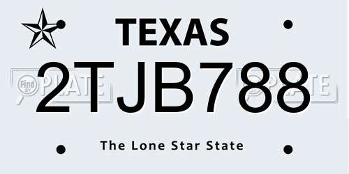2TJB788 Texas License Plate