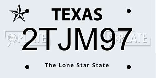 2TJM97 Texas License Plate