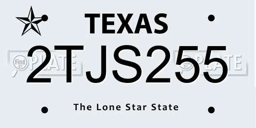2TJS255 Texas License Plate
