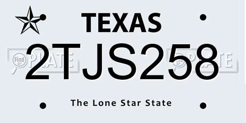 2TJS258 Texas License Plate