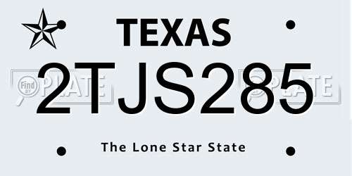 2TJS285 Texas License Plate