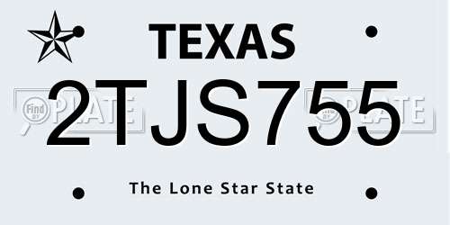 2TJS755 Texas License Plate