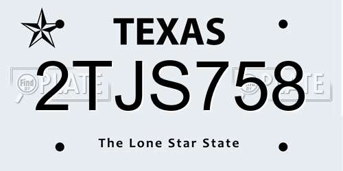2TJS758 Texas License Plate