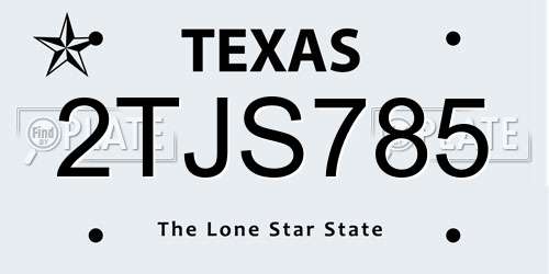 2TJS785 Texas License Plate