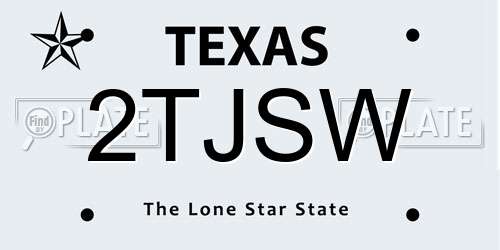 2TJSW Texas License Plate