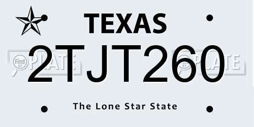 2TJT260 Texas License Plate