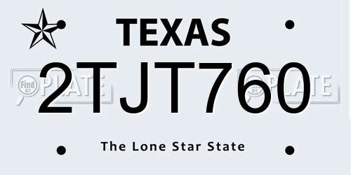2TJT760 Texas License Plate