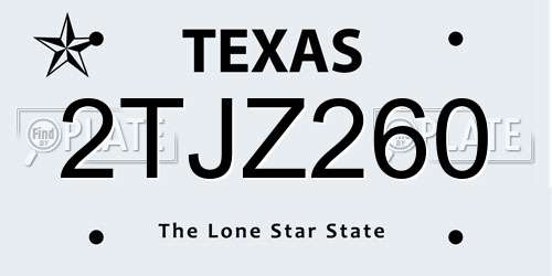 2TJZ260 Texas License Plate