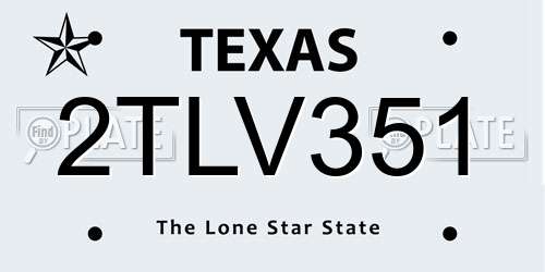 2TLV351 Texas License Plate