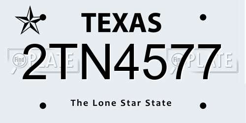 2TN4577 Texas License Plate