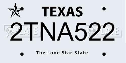 2TNA522 Texas License Plate