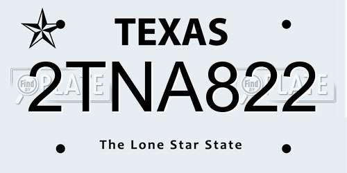 2TNA822 Texas License Plate