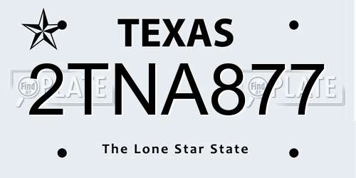 2TNA877 Texas License Plate