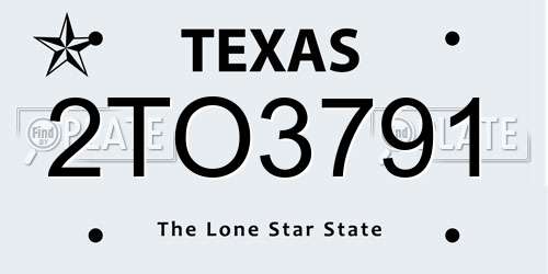 2TO3791 Texas License Plate