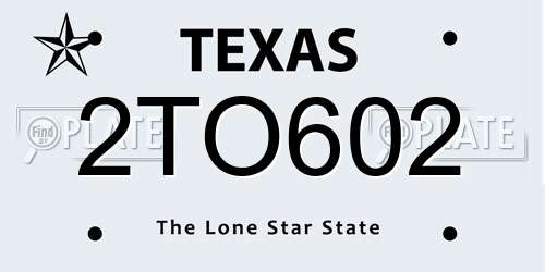 2TO602 Texas License Plate